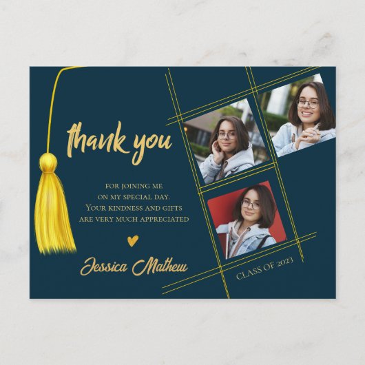 Multi Photo Class van 2025 Afstuderen Bedankt Briefkaart (Voorkant)