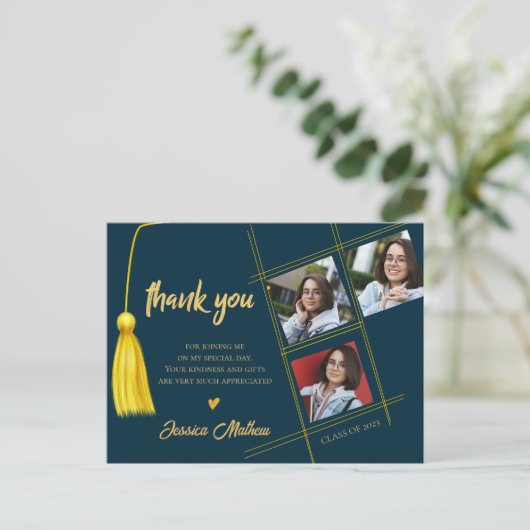 Multi Photo Class van 2025 Afstuderen Bedankt Briefkaart (Staand voorkant)