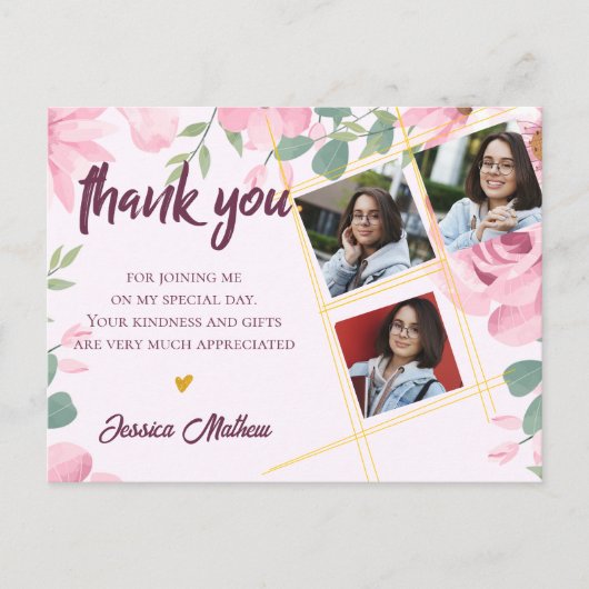 Multi Photo Class van 2025 Afstuderen Bedankt Briefkaart (Voorkant)