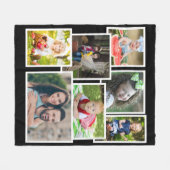 Multi Photo Collage 7 Afbeeldingen Black Modern Fleece Deken (Voorkant (Horizontaal))
