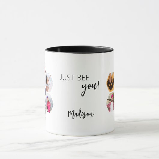 Multi Photo Collage BEE U Persoonlijke naam Mok (Midden)