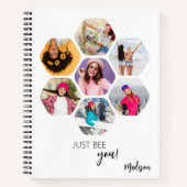 Multi Photo Collage BEE U Persoonlijke naam Notitieboek (Voorkant)