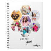 Multi Photo Collage BEE U Persoonlijke naam Notitieboek (Voorkant)