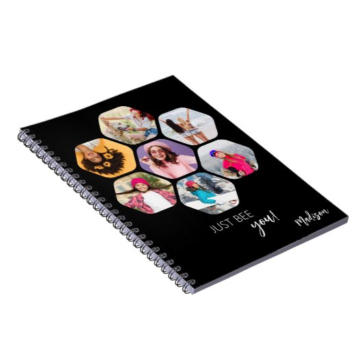 Multi Photo Collage BEE U Persoonlijke naam Notitieboek (Rechterzijde)