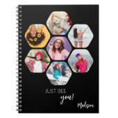 Multi Photo Collage BEE U Persoonlijke naam Notitieboek (Voorkant)