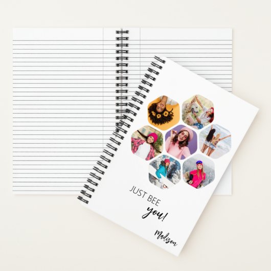 Multi Photo Collage BEE U Persoonlijke naam Notitieboek (Binnen)