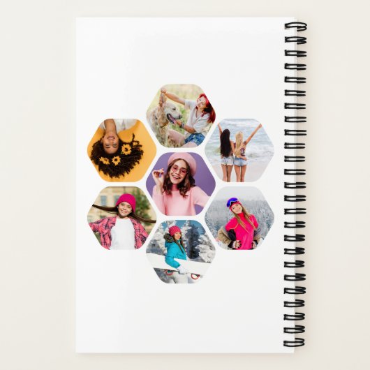 Multi Photo Collage BEE U Persoonlijke naam Notitieboek (Achterkant)