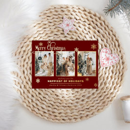 Multi Photo Collage Bourgogne Rode Folie Sneeuw Folie Feestdagenkaart