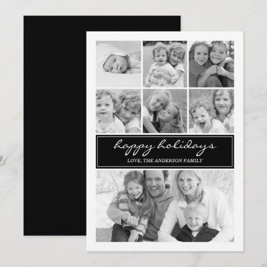Multi Photo Collage Holiday-fotokaart - zwart Feestdagenkaart (Voorkant / Achterkant)