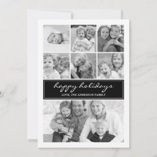 Multi Photo Collage Holiday-fotokaart - zwart Feestdagenkaart