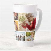Multi Photo Collage Modern Personalized Name Latte Mok (Rechterhoek)