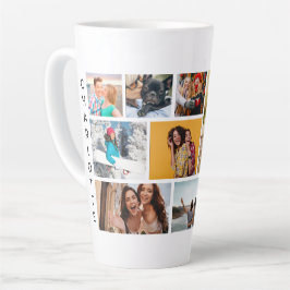 Multi Photo Collage Modern Personalized Name Latte Mok