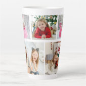 Multi Photo Collage Modern Personalized Name Latte Mok (Voorkant)