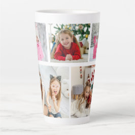 Multi Photo Collage Modern Personalized Name Latte Mok