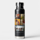 Multi Photo Collage Modern Personalized Name Waterfles (Links)