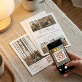 Multi Photo Collage QR-code Minimalistische bruilo Kaart