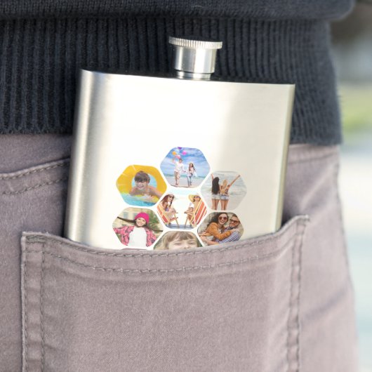 Multi Photo Collage Simple Modern Personalized Fla Flacon (Voorbeeld)