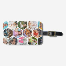 Multi Photo Collage Simple Moderne Hexagon Pattern