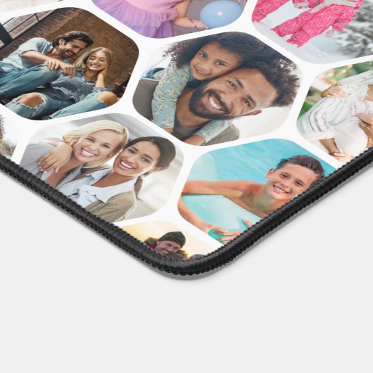 Multi Photo Collage Simple Moderne Hexagon Pattern Bureaumat (Hoek)
