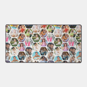 Multi Photo Collage Simple Moderne Hexagon Pattern Bureaumat