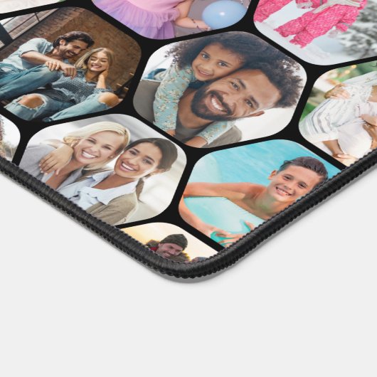Multi Photo Collage Simple Moderne Hexagon Pattern Bureaumat (Hoek)