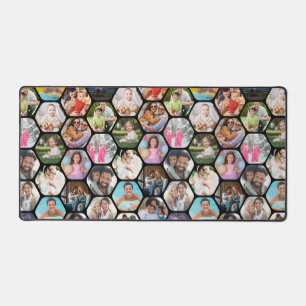 Multi Photo Collage Simple Moderne Hexagon Pattern Bureaumat