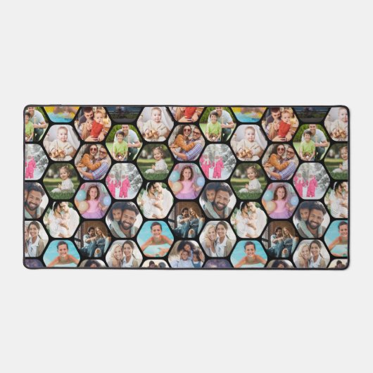 Multi Photo Collage Simple Moderne Hexagon Pattern Bureaumat (Voorkant)