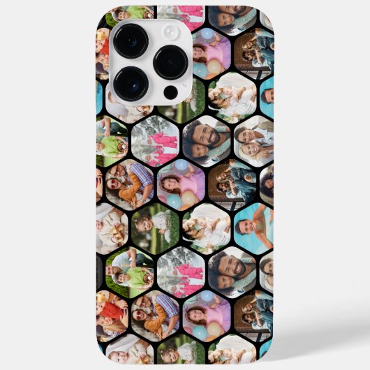Multi Photo Collage Simple Moderne Hexagon Pattern Case-Mate iPhone Case (Achterkant)