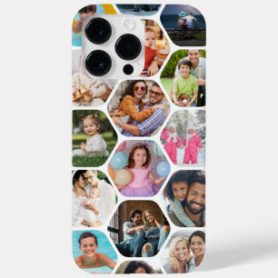Multi Photo Collage Simple Moderne Hexagon Pattern Case-Mate iPhone 14 Pro Max Hoesje