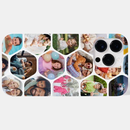 Multi Photo Collage Simple Moderne Hexagon Pattern Case-Mate iPhone Case (Achterkant (horizontaal))