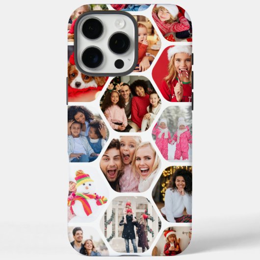 Multi Photo Collage Simple Moderne Hexagon Pattern Case-Mate iPhone Case (Achterkant)