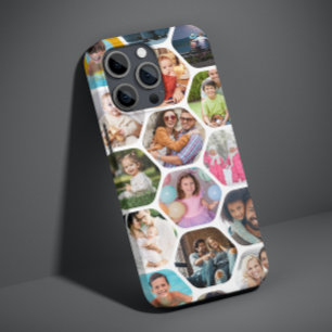Multi Photo Collage Simple Moderne Hexagon Pattern Case-Mate iPhone Case