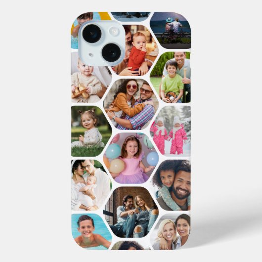Multi Photo Collage Simple Moderne Hexagon Pattern Case-Mate iPhone Case (Achterkant)