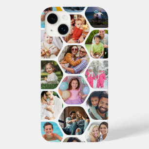 Multi Photo Collage Simple Moderne Hexagon Pattern Case-Mate iPhone 14 Plus Hoesje