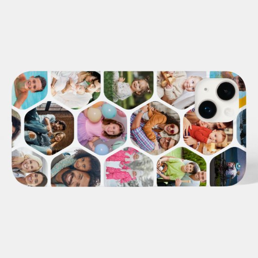 Multi Photo Collage Simple Moderne Hexagon Pattern Case-Mate iPhone Case (Achterkant (horizontaal))