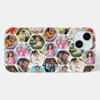 Multi Photo Collage Simple Moderne Hexagon Pattern