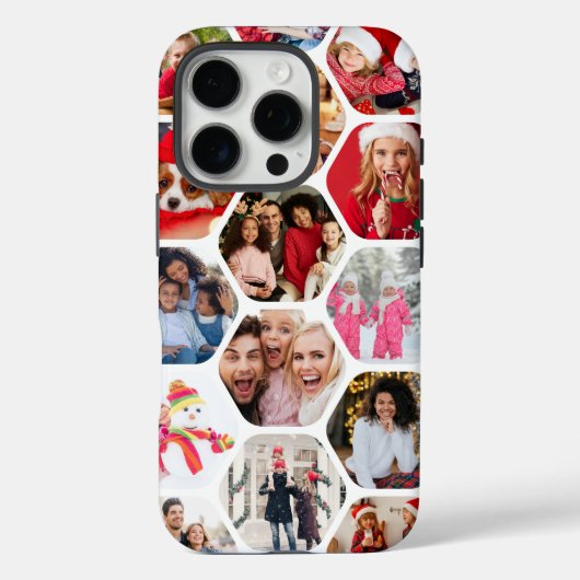 Multi Photo Collage Simple Moderne Hexagon Pattern Case-Mate iPhone Case (Achterkant)