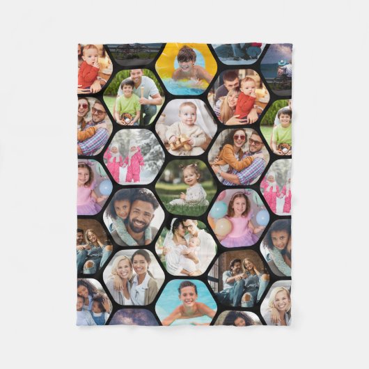 Multi Photo Collage Simple Moderne Hexagon Pattern Fleece Deken (Voorkant)