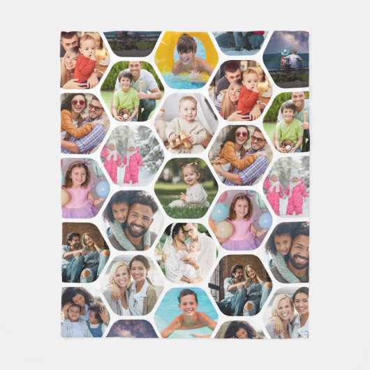 Multi Photo Collage Simple Moderne Hexagon Pattern Fleece Deken (Voorkant)