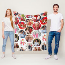Multi Photo Collage Simple Moderne Hexagon Pattern