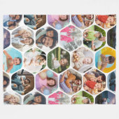 Multi Photo Collage Simple Moderne Hexagon Pattern Fleece Deken (Voorkant (Horizontaal))