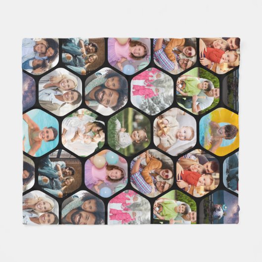 Multi Photo Collage Simple Moderne Hexagon Pattern Fleece Deken (Voorkant (Horizontaal))