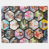 Multi Photo Collage Simple Moderne Hexagon Pattern Fleece Deken (Voorkant (Horizontaal))