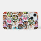 Multi Photo Collage Simple Moderne Hexagon Pattern iPhone 15 Case (Achterkant horizontaal)