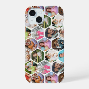 Multi Photo Collage Simple Moderne Hexagon Pattern iPhone 15 Case
