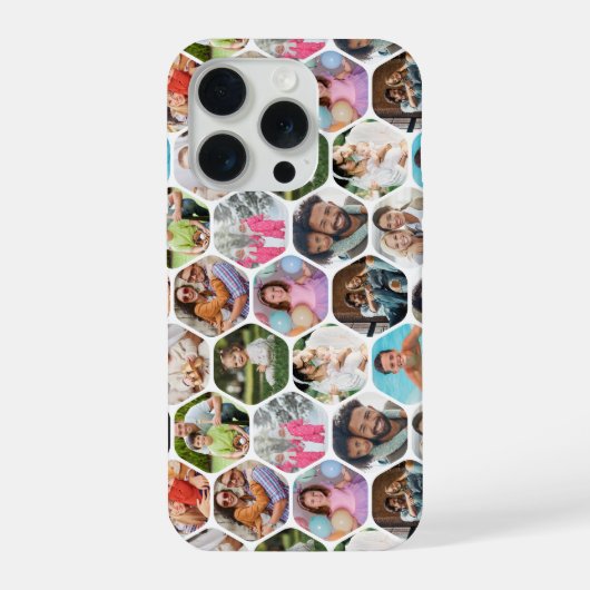 Multi Photo Collage Simple Moderne Hexagon Pattern iPhone Hoesje (Achterkant)