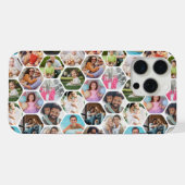 Multi Photo Collage Simple Moderne Hexagon Pattern iPhone Hoesje (Achterkant horizontaal)