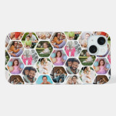 Multi Photo Collage Simple Moderne Hexagon Pattern iPhone Hoesje (Achterkant horizontaal)