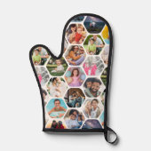 Multi Photo Collage Simple Moderne Hexagon Pattern Ovenwant (Voorkant)