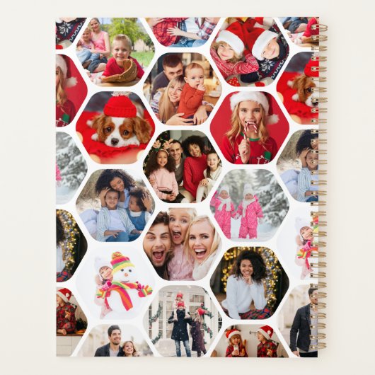 Multi Photo Collage Simple Moderne Hexagon Pattern Planner (Achterkant)